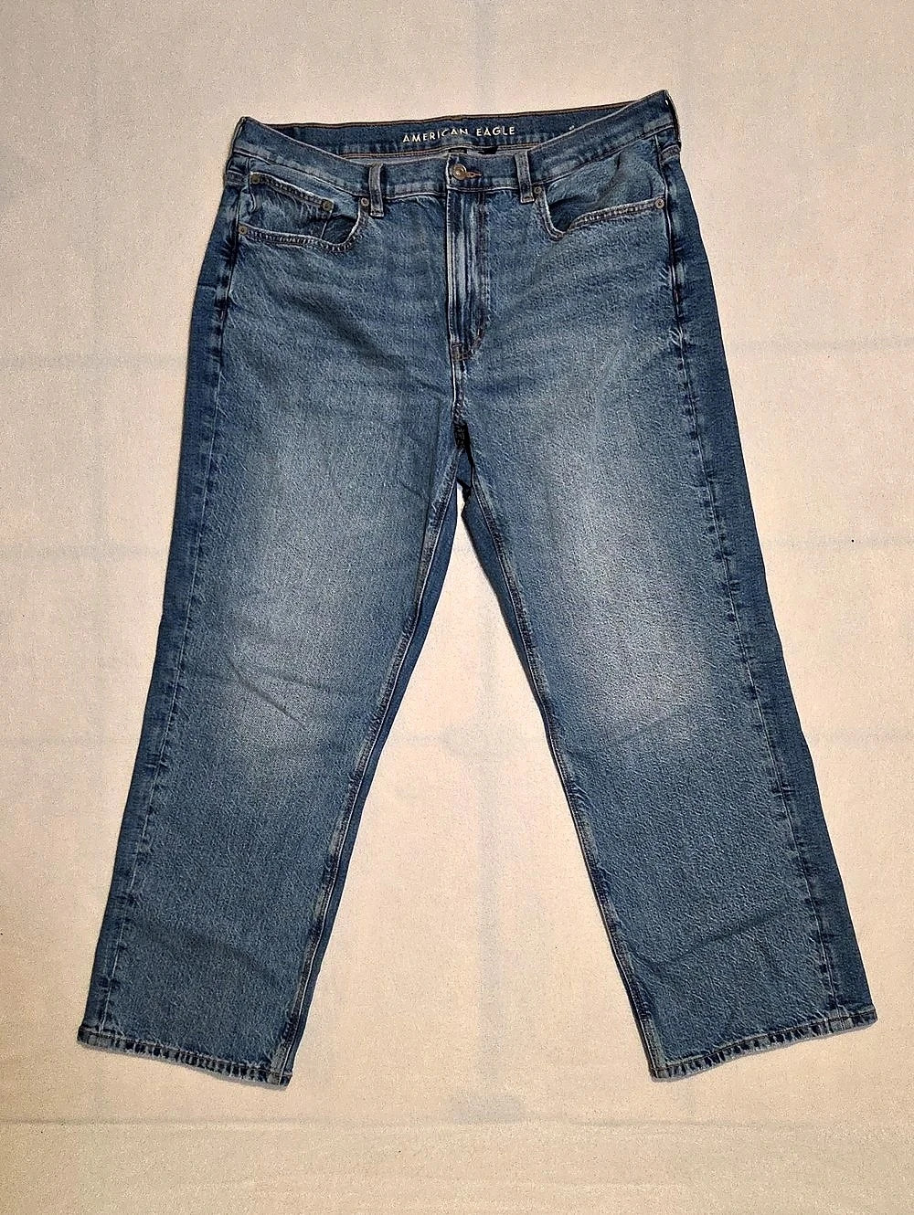 American Eagle Low Rise Baggy Straight Jeans Women’s 14 Blue Denim